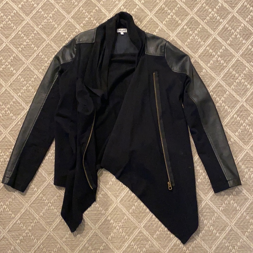 Leather and fabric jacket